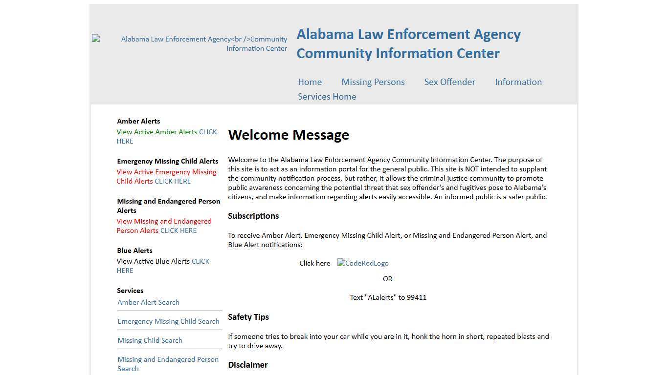 Alabama Law Enforcement Agency Online Services